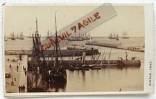 CDV PHOTO albumen RIDEAU à CHERBOURG 1872 port avec grands voiliers E858