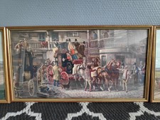 lithographies anciennes diligences sous cadre bois doré avec crochet