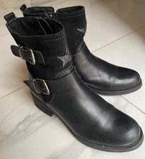 LIBERTO Boots Bottines Black Stars Pattern Noir Leather Cuir Size Taille 38