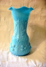 SUPERBE ET GRAND VASE OPALINE BLEUE FIN XIX° DEBUT XX°