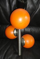 lustre métal 3 globe boule Orange en Verre Vintage peut être Reggiani année 70