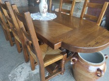 Ancienne Table Monastère 248 x 100 cm + 6 Chaises ( 11kg ) Bois massif chevillé