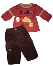DISNEY MARESE 6 MOIS Garçon : PANTALON VELOURS + T Shirt Rouge Hiver BE