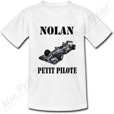 T-shirt Enfant Formule 1 avec Prénom Personnalisé -voiture pilote course circuit