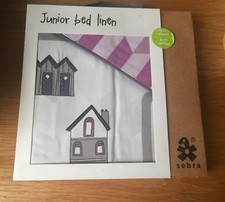 Sebra Junior linge de lit "Village" 100% Organique de couette & taie d'oreiller violet BN