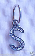 LETTRE S Authentique Pandora Argent Sterling / Zircone Pendantes Neuf Charm-Bead
