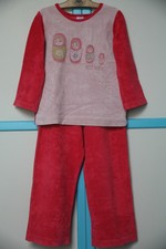 5 ans PYJAMA velours éponge Fille // PETIT BATEAU // framboise et rose / haut fo