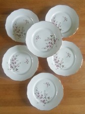 Ensemble De 6 Assiettes À Dessert Porcelaine Française Décor Floral