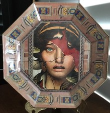 WILLAN F. DESIGNER DECOUPAGE OCTAGONAL BOWL TRAY FRAME 10" UNIQUE GIFT! 