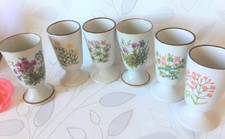 ?  6 MAZAGRANS en grès ~~ Décor de fleurs ~~ Tous différents