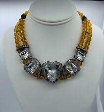 Art Déco Coeur Saint Valentin Collier Grand Gros Ambre Couleur Perles