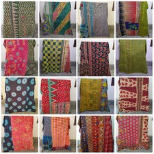 Parure Indienne Kantha Patchwork Couverture Coton Duvets Double Jeté de Lit en