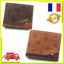 Portefeuille Homme en Cuir, Porte-monnaie Marron Plusieurs Pochettes Carte Zippé