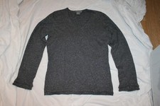 ANN TAYLOR Pull Col V Gris LUREX Argent 85% CACHEMIRE 38 CASHMERE Silver Jumper