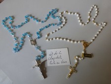 PROMO Lot de 2 Ancien chapelet   perles  en verre turquoise  fond d'atelier 
