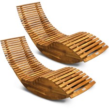 2x Chaise longue à bascule bois d'acacia forme ergonomique certifié FSC® jardin