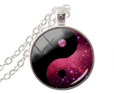 Yin Yang Univers Galaxy Verre Image Collier Pendentif stanless steel chain