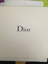 DIOR, POCHETTE, COFFRET, ÉTUI POUR FOULARD, GRAINÉ BLANC ET GRIS