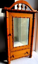 SUPERBE, armoire à glace 1900, jouet bois bambou, meuble de poupée, H: 65 cm