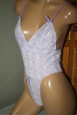 Vintage Petra Light Purple One Piece Teddy Teddie Nylon Romper Small 34"