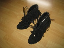Sandales neuves à franges zip arrière et talons hauts P 42 UK9