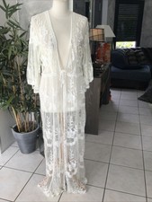 Kimono de plage peignoir dentelle blanche tres bon etat taille unique