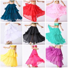 Women Lady Hot Spiral Skirt 3 Layer Jupes Belly Dance Costume S~3XL | 25 Couleur
