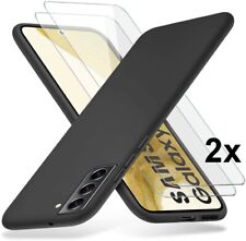 COQUE GALAXY S22 / S22 PLUS SAMSUNG + 2X VITRE VERRE TREMPE housse silicone noir