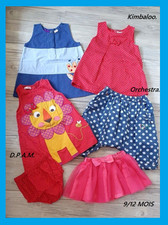 LOT 3 belles robes d'été  + 1 jupe tulle + 1 short sarouel, T:  9 /12 mois 