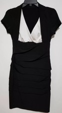 Womens Short Sleeve Dress Small Size 6 Black White - BIN88