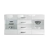 Buffet Dressoir Bari, Corps en Blanc Mat/Façades en