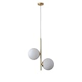 LFsem 2 lumières globe en verre blanc luminaires suspendus