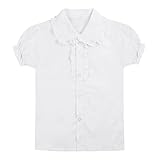 IEFIEL Fille Blanche Chemisier à Manches Courtes Fleur