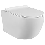 WC Suspendu Blanc Sans Bride avec Fixations Invisibles