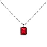 namana Collier Pendentif Rouge Rubis en Solitaire pour