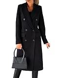 IDEALSANXUN Manteau long en laine à double boutonnage