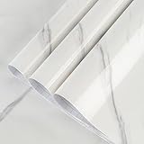 TOTIO Papier Peint Autocollant Aspect Marbre Blanc