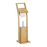 Relaxdays Ensemble WC, Bambou, Acier Inoxydable, Brosse