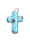 Pendentif en forme de croix en verre de Murano Bleu