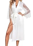 MIZSPISE Kimono Longue Robe Femme Satin Léger Peignoir
