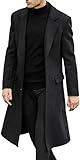 Nensiche Pardessus en Laine pour Homme Manteau Long,L,