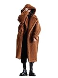 ORANDESIGNE Veste Femme Long Manteau Capuche Laine