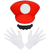 Aomig Deguisement Casquette Mario, Barbe et 2 Gants,