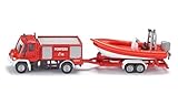 siku 1636, Unimog des pompiers avec bateau, 1:87, métal/plastique,