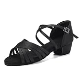 SWDZM Chaussures de Danse Latine Fille avec Talon Bas