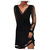 Générique Femmes Col V Robe à Manches Longues Tunique