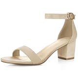 Allegra K Sandales à Bout Ouvert et Talons carrés à