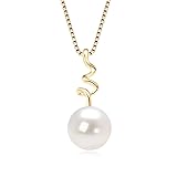 ZULRE Collier Pendentif Perles d'eau Douce Plaqué Or