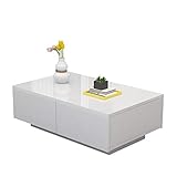 Table Basse de Salon Moderne Blanche à Haute Brillance