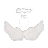 GWAWG 2PCS Blanc Ailes d'ange et Les Accessoires d'ange,Blanc